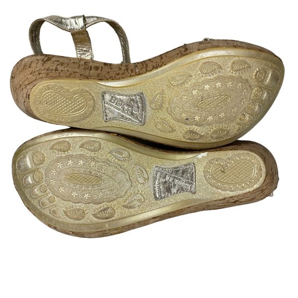 Born Concepts wedge gold adjustable T-strap heeled Sandals arch support 8/39 - Picture 10 of 16